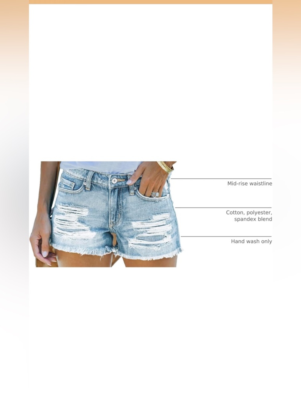 DGRPI Light Wash Distressed Denim Shorts - Picture 4 of 16